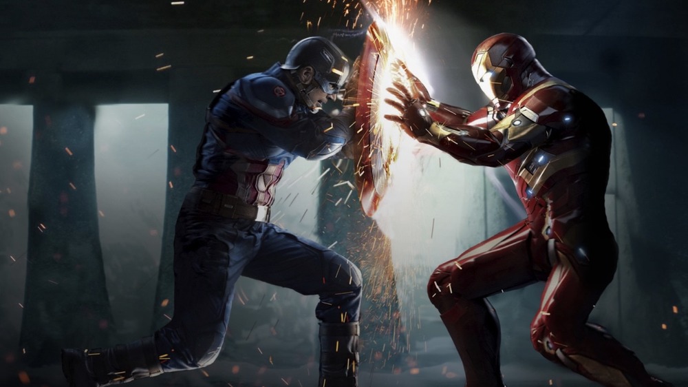 Captain America and Iron Man fighting