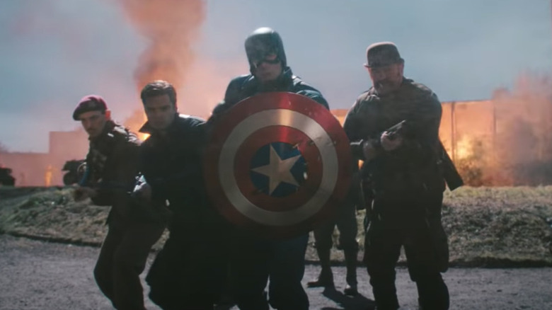 Captain america and team with shield 