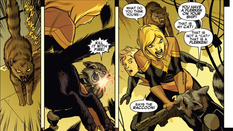 Rocket and the flerken in Captain Marvel Vol 8 #2