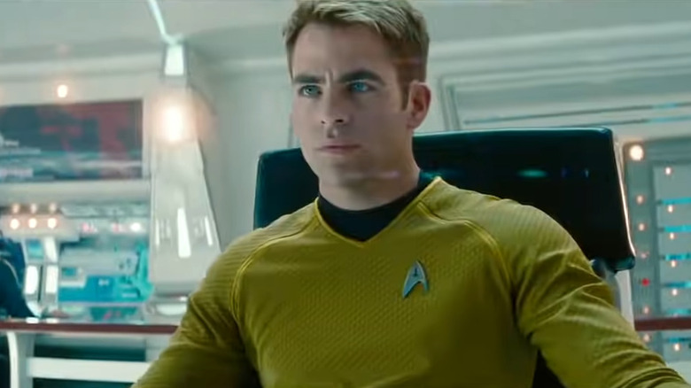 Captain Kirk sitting in captain's chair