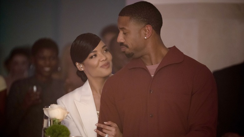 Tessa Thompson and Michael B. Jordan getting close