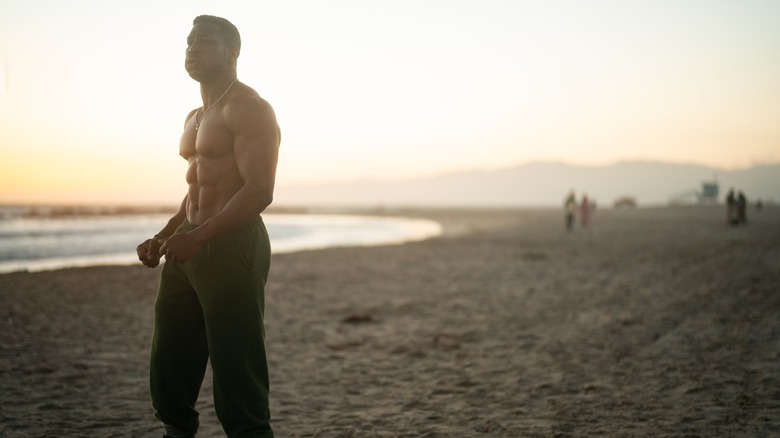 Jonathan Majors at the beach