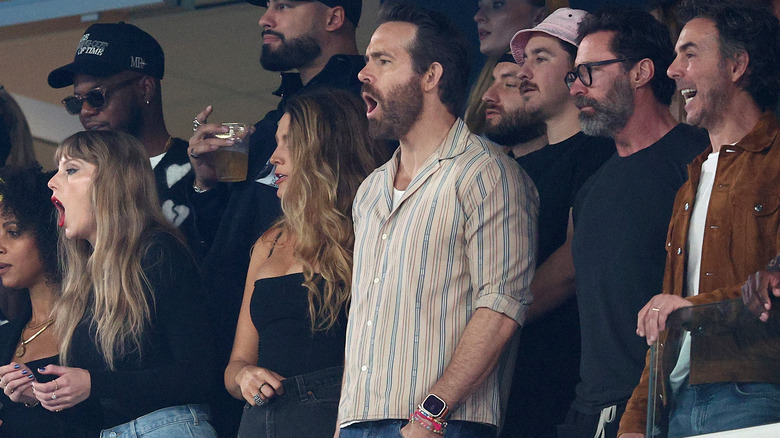 Swift, Lively, Reynolds, Jackman, and Levy at Chiefs game