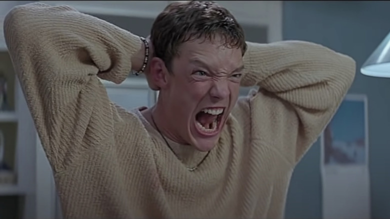 Matthew Lillard as Stu Macher screaming in Scream