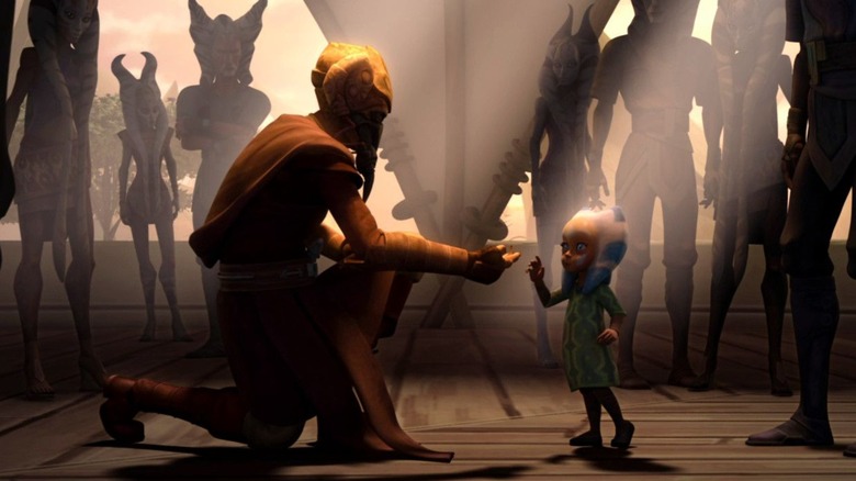 Jedi Master Plo Koon meeting Ahsoka Tano for the first time in Star Wars: Tales of the Jedi