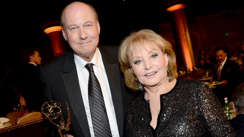 Bill Geddie and Barbara Walters smiling