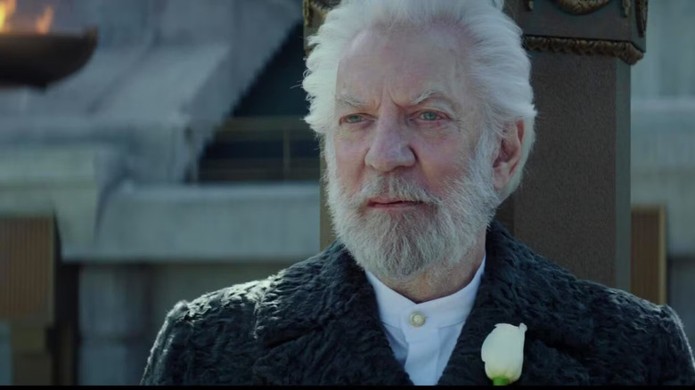 President Snow glaring in THe Hunger Games: Mockingjay