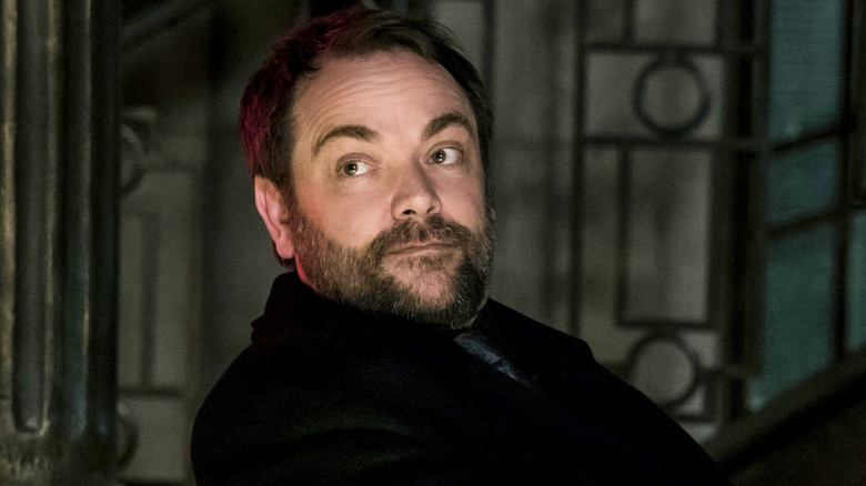 Mark Sheppard as Crowley looking thoughtful