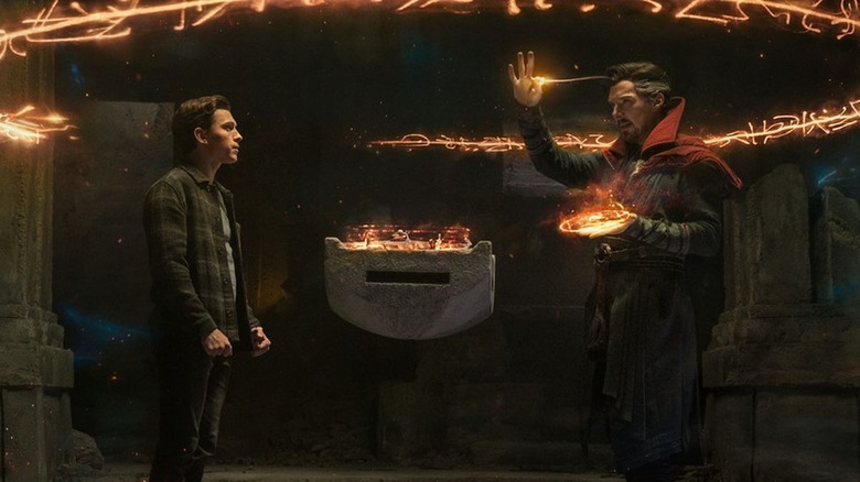 Peter Parker and Dr. Strange casting spell