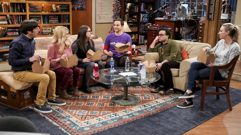 Big Bang Theory gang in living room