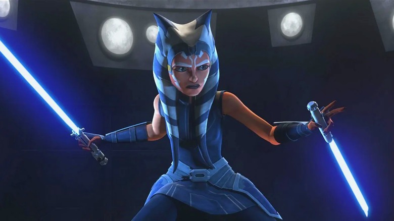 Ahsoka holding her lightsabers