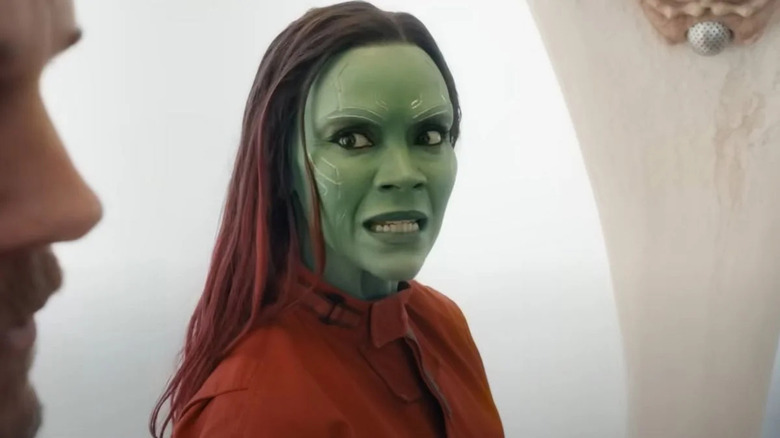 Gamora looks at Peter Quill