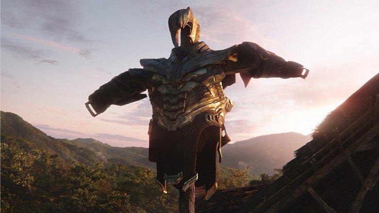 Thanos' armor hung up in "The Garden"