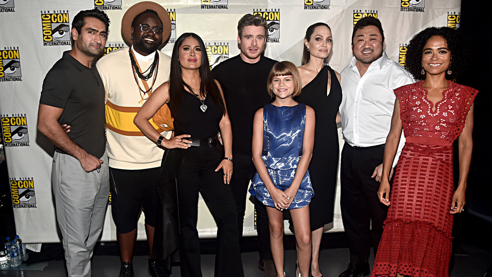 The Eternals cast pose at Comic-Con