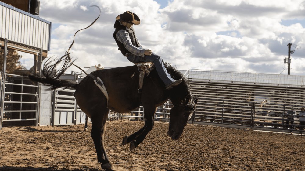 Jimmy riding a bucking bronco on Yellowstone