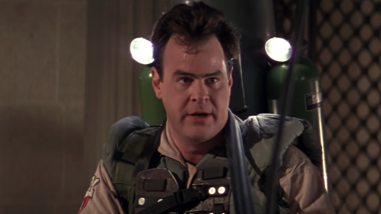 Dan Aykroyd wearing Ghostbusters suit