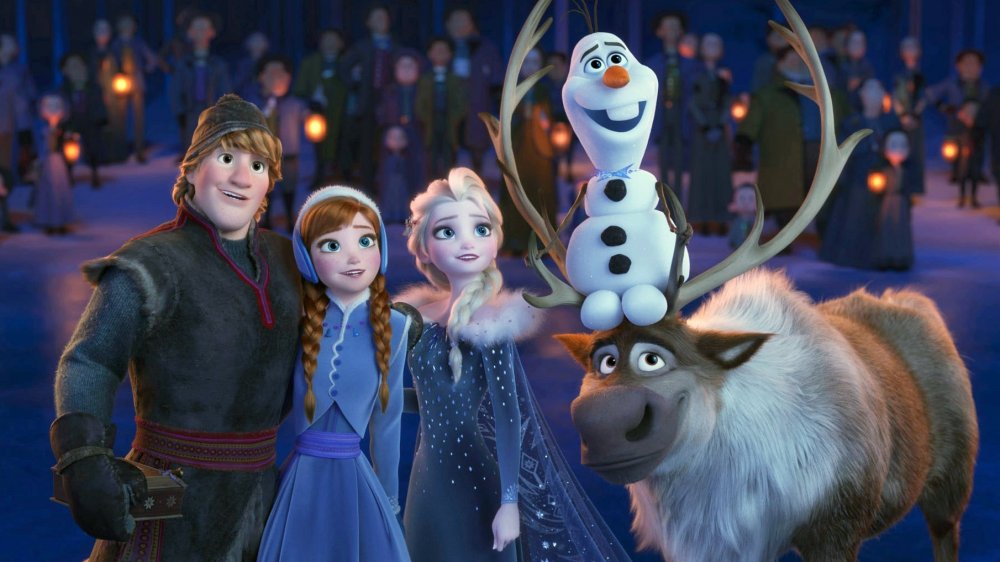 Kristoff, Anna, Elsa, Olaf, and Sven