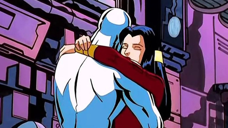 Norrin Radd hugging Shalla-Bal on Silver Surfer