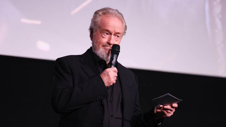 Ridley Scott talking to a screening crowd