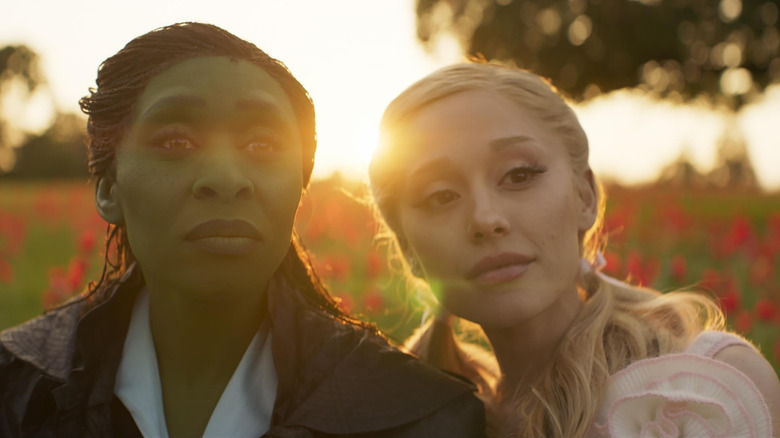 Elphaba and Glinda cozying up in the sunset