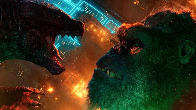 Godzilla roars at Kong