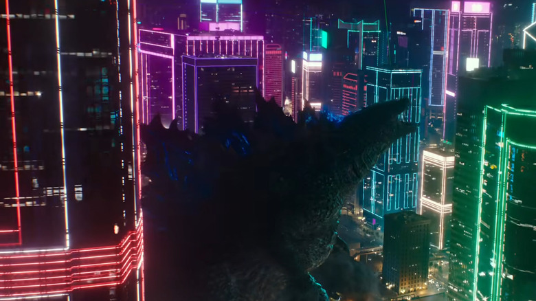 Godzilla in neon city