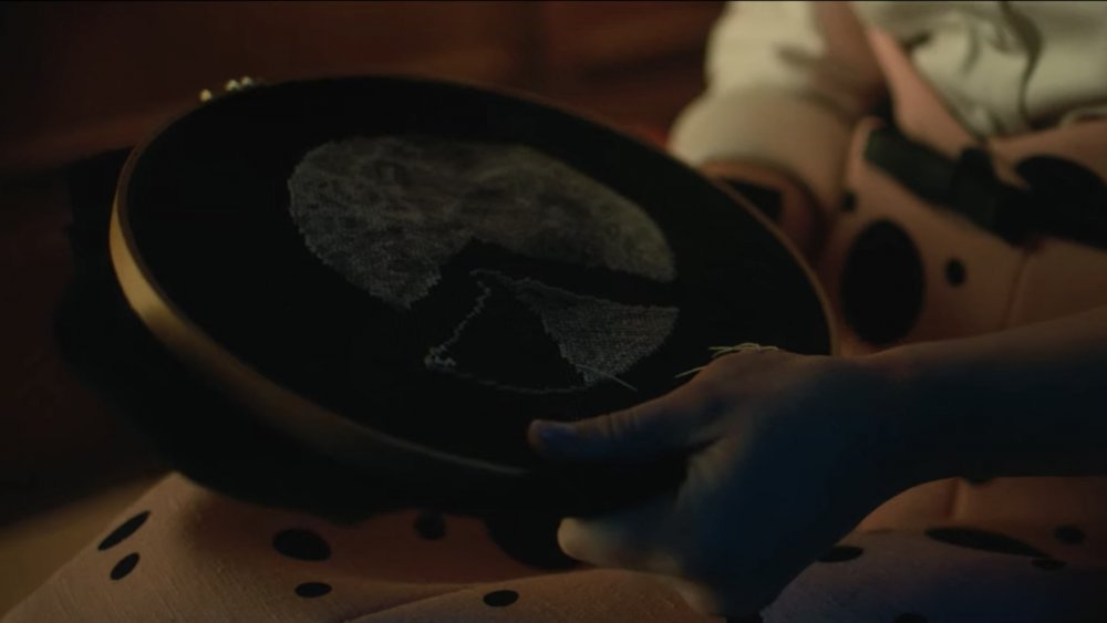 The moon embroidery that Grace (Jordan Claire Robbins) was working on in The Umbrella Academy.