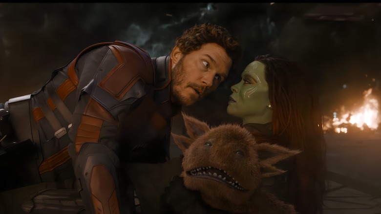 Star-Lord and Gamora on the ground