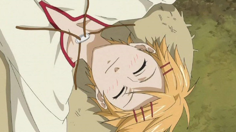 Finnian laying on the ground looking content 