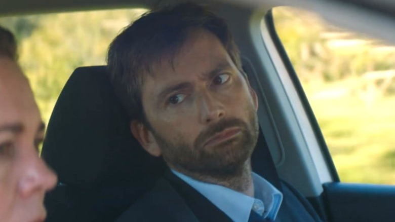 D.I. Alec Hardy driving on Broadchurch