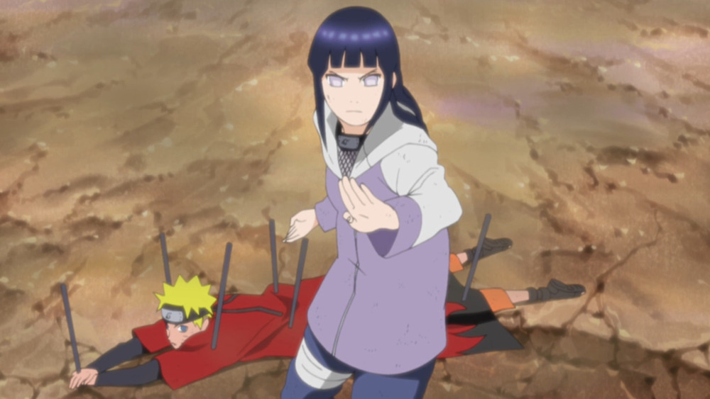 Hinata defends Naruto from Pain