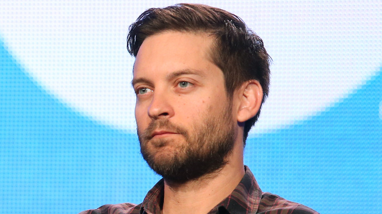 Tobey Maguire looking serious