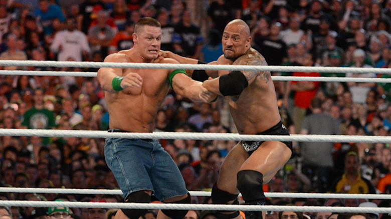 The Rock wrestling John Cena