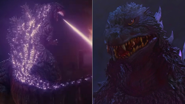 Shin Godzilla and Godzilla 2000 attacking the city