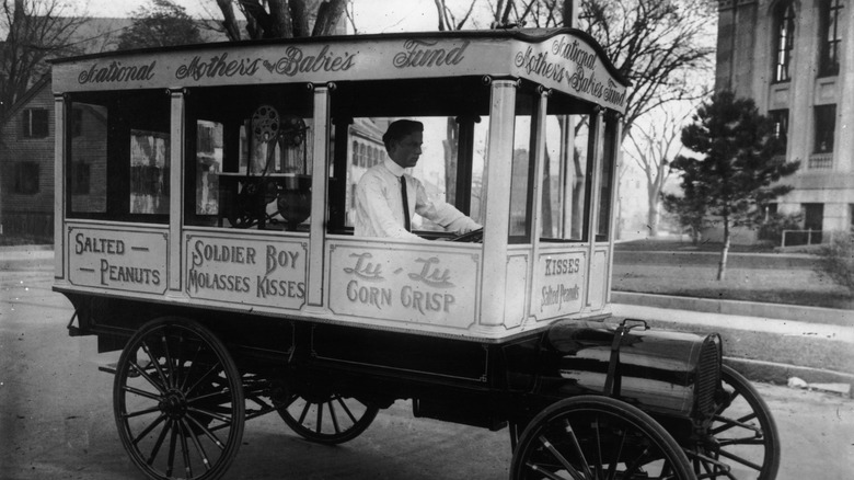 Old popcorn vendor's vehicle