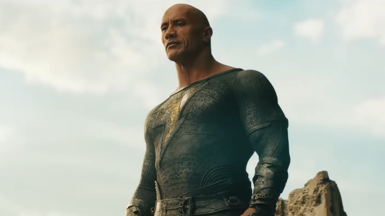 Dwayne Johnson as Black Adam looking down