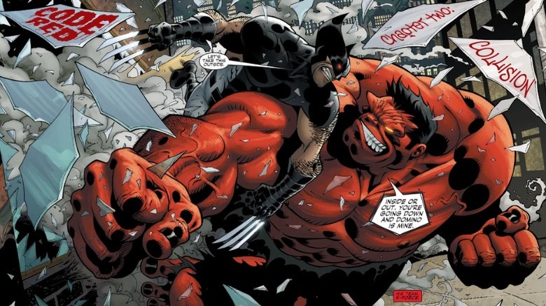 Red Hulk fighting Wolverine