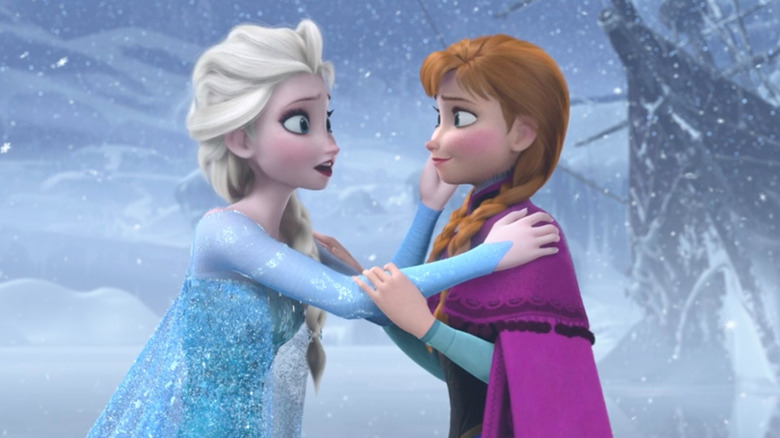 Elsa comforting Anna