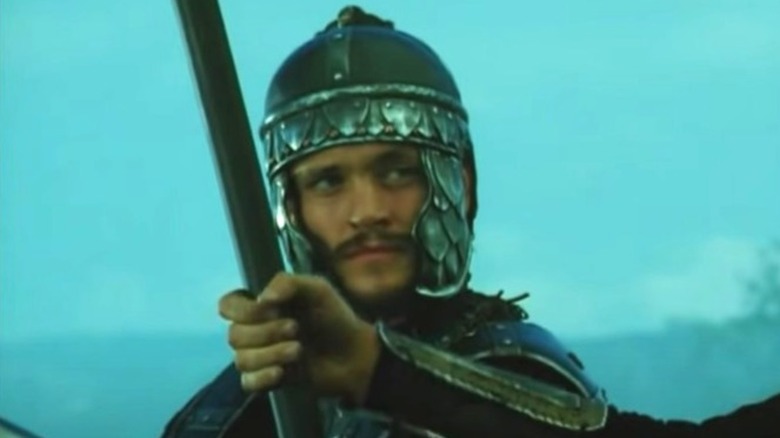 Galahad wearing knight's armor