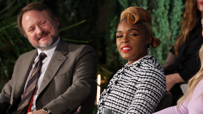 Rian Johnson and Janelle Monáe sitting