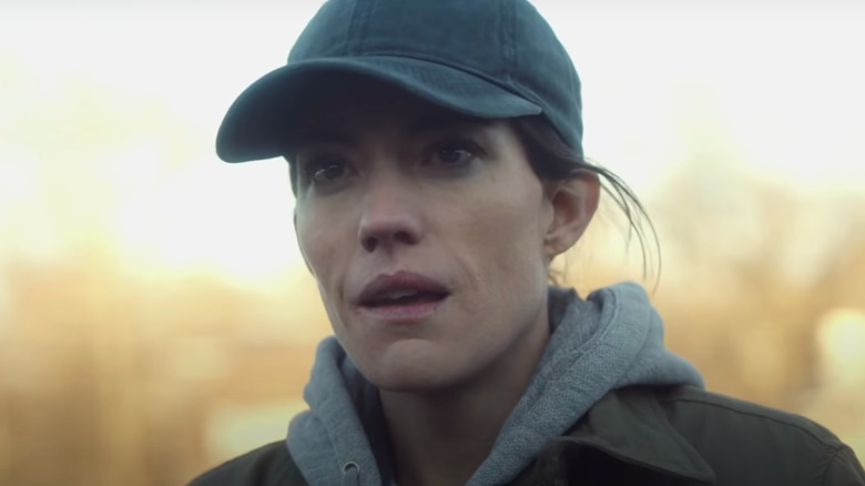 Jennifer Carpenter wearing baseball cap