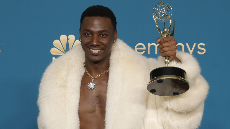 Jerrod Carmichael holding Emmy