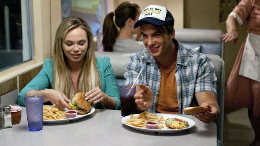 Adam Hagenbuch as Ashton Kutcher and Amanda Fuller as Brittany Murphy in the Lifetime movie The Brittany Murphy Story