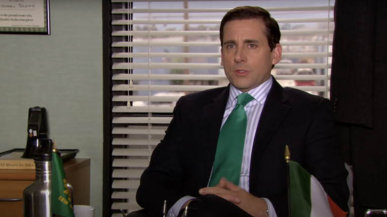 Michael Scott wearing green tie