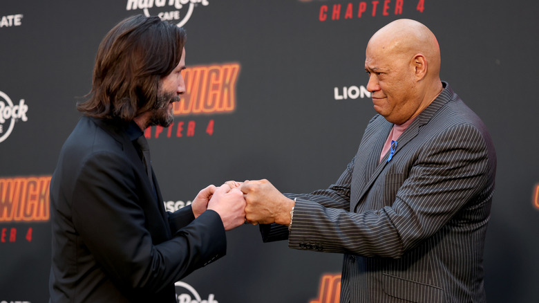 Reeves and Fishburne at the "John Wick 4" premiere