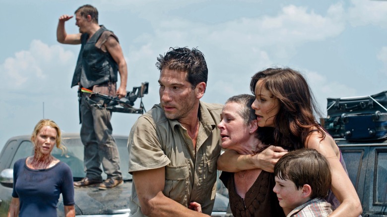 Shane with Lori, Carol, and Carl in The Walking Dead