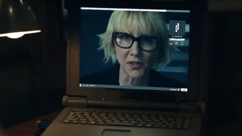 Patricia Campbell on computer