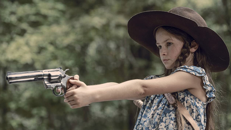 Judith Grimes pointing a gun