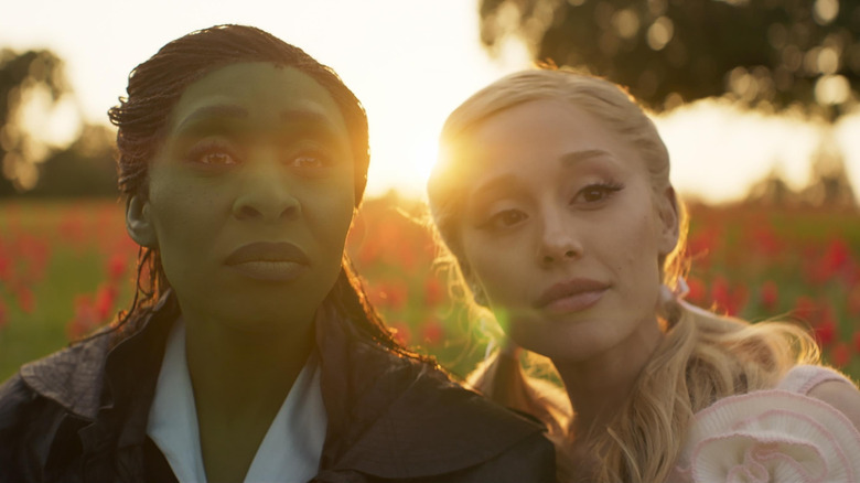 Elphaba and Glinda cozying up in the sunset