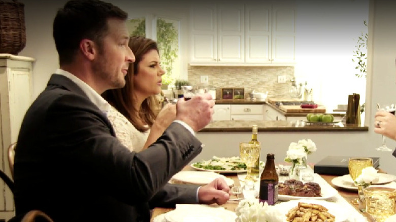 Brady Smith and Tiffani-Amber Thiessen cooking